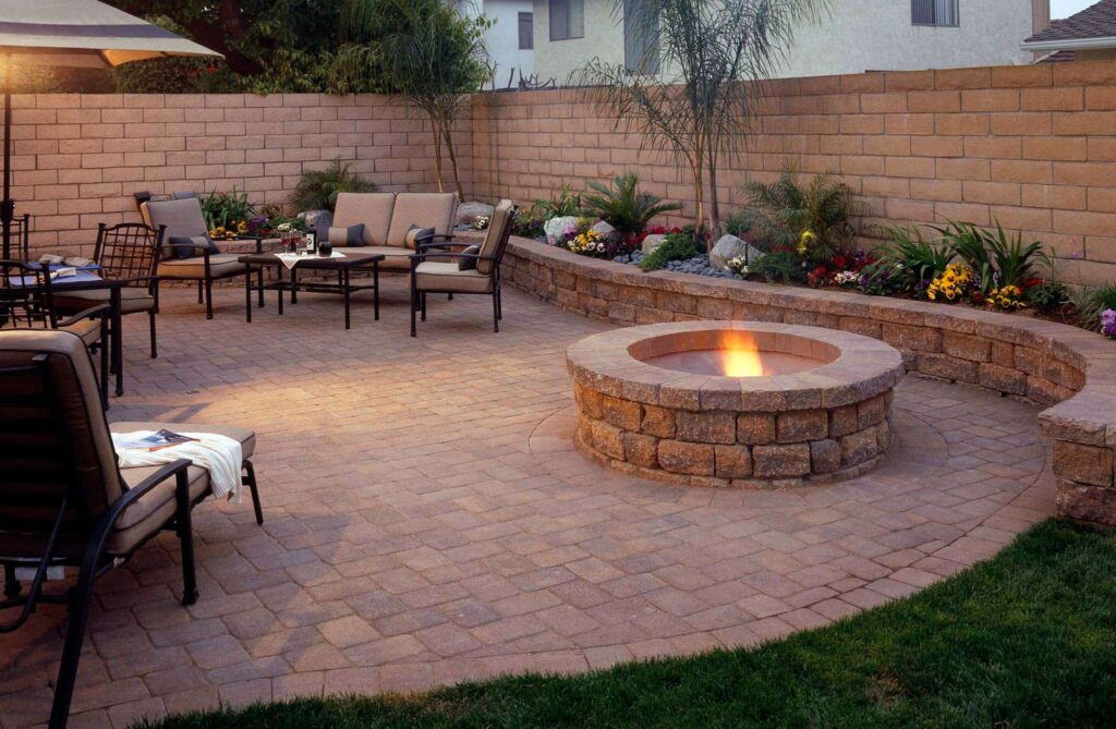 Hardscaping in Gainesville, VA. Firepits and retaining walls with paver patio.